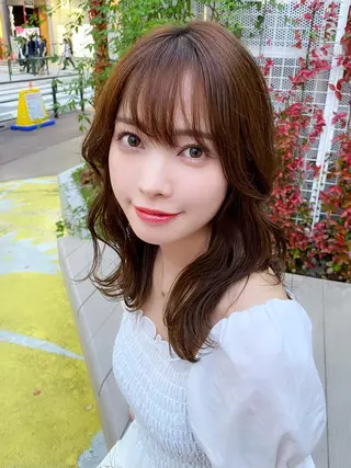 セミロング カラー 新宿/韓国風レイヤー 髪質改善/渋谷直樹のヘアスタイル