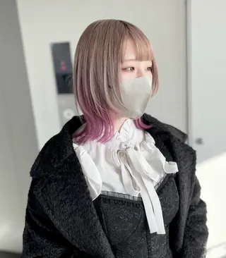 ミディアム カラー ニュアンス/フェザー /ウルフ/伶馬のヘアスタイル