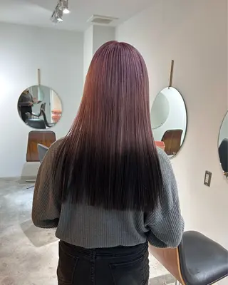 ロング カラー three所属・yuuna/ 個性派デザインのヘアスタイル