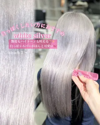 セミロング カラー 大阪ハイトーン/ ピンク/ かえでのヘアスタイル