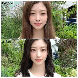 ミディアム カラー ヘアアレンジ 顔周りカット/髪質改 善/新宿/畑中稔里のヘアスタイル