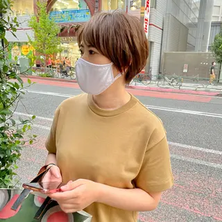 ショート カラー レイヤーパーマ＊ 顔まわり似合わせのヘアスタイル