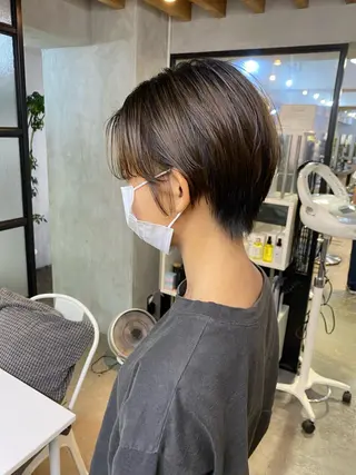 ショート カラー ヘアアレンジ 切りっぱなしボブ/ デザインカラー店長のヘアスタイル