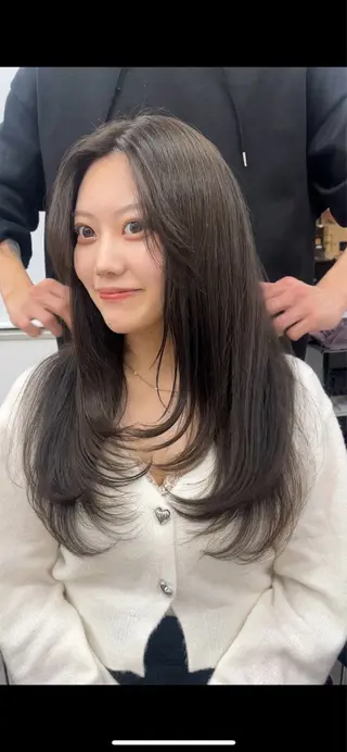 ロング カラー 山崎/ボブ縮毛矯正 レイヤー髪質改善のヘアスタイル