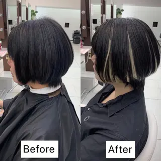 ショート 白髪ぼかしハイライト めさきすずなのヘアスタイル