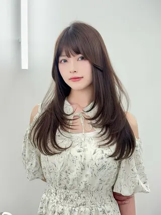 ロング カラー 韓国ヘア/レイヤー/ 顔まわり足立遥奈のヘアスタイル