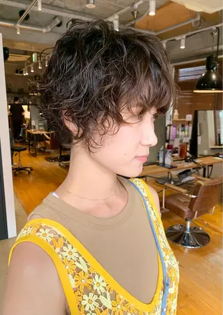 ミディアム パーマ ボブパーマ 艶カラー/横山大樹のヘアスタイル