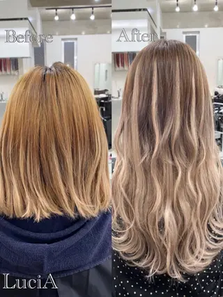 ロング ヘアアレンジ カラー LuciA/エクステ カラーのヘアスタイル