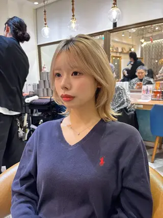 ミディアム ❤︎韓国レイヤー/透 明感カラー/目黒のヘアスタイル