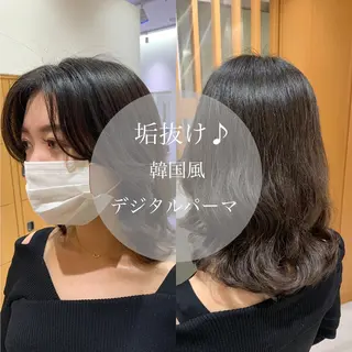 ミディアム パーマ 韓国風ヘア🐰 長谷川のヘアスタイル