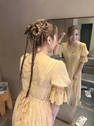 ヘアアレンジ ボブ/タイトアレンジ 個性派結婚式アレンジのヘアスタイル