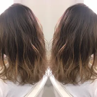 ミディアム セミロング ロング カラー 髪質改善 中川　翔のヘアスタイル