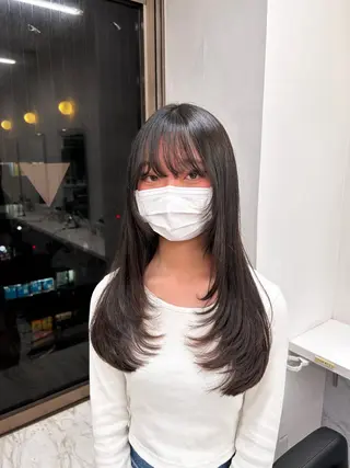 ロング 🥯縮毛/レイヤー/ ベージュヘア🥯のヘアスタイル