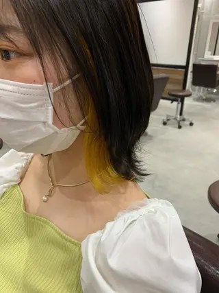 ミディアム カラー ヘアアレンジ kei/透明感カラー /ベージュ/インナーのヘアスタイル