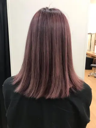 ミディアム カラー 縮毛矯正×髪質改善 カラー×クロスパーマのヘアスタイル