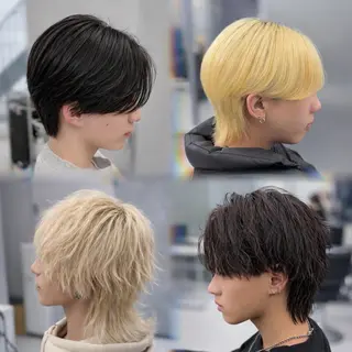 セミロング カラー メンズ ʜᴀʀᴜᴋᴀ♱メンズ ウルフ/ブリーチのヘアスタイル