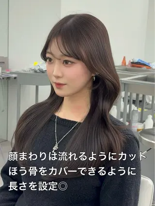 ロング カラー 韓国ヘア/レイヤー/ 顔まわり足立遥奈のヘアスタイル