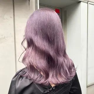 セミロング カラー ヘアアレンジ 🤍淡色ピンク&ラベ ンダーYUKI🤍のヘアスタイル