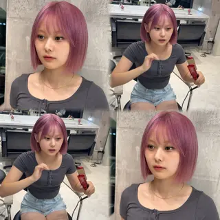 ミディアム カラー ヘアアレンジ 複雑履歴修正/ ハイトーン職人/拓真のヘアスタイル