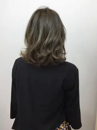 ミディアム カラー パーマ Annon プライベートサロンのヘアスタイル