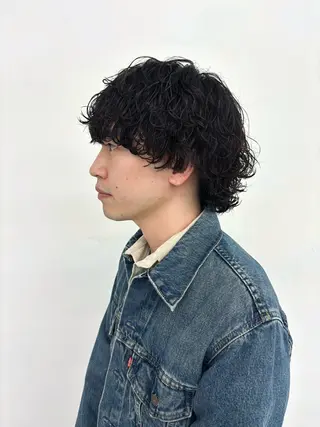 パーマ メンズ スパイキーパーマ 柏NO1 藤本葉のヘアスタイル