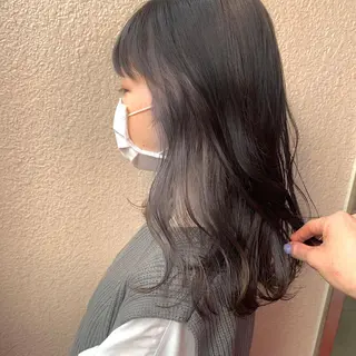セミロング 淡色ふんわりhair 新宿satomiのヘアスタイル