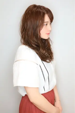 ロング カラー パーマ 髪質改善✨透明感カラ ー🌈シエルブルーのヘアスタイル