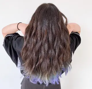 セミロング カラー パーマ ヘアアレンジ マツエク・マツパ くすみミルクティー／ ブラウン🪡TOWAのヘアスタイル