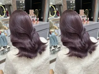 カラー ゆらんちょ/ブリーチ 無w/縮毛矯正/暖色のヘアスタイル