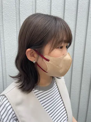 ミディアム カラー 韓国ナチュラル・ ベージュ/落合夏希のヘアスタイル