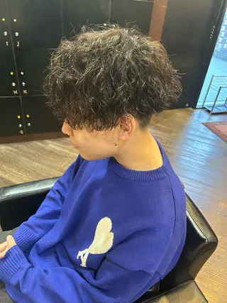 ミディアム パーマ メンズ 大阪/梅田/シャドウ パーマ/ノボリユウタのヘアスタイル