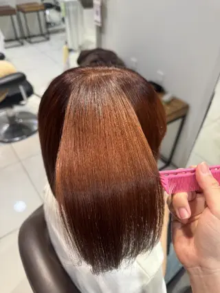 ミディアム 髪質改善/お呼ば れヘア/透明感カラーのヘアスタイル