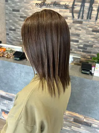 ミディアム カラー 【earth】オガタ 🫧髪質改善縮毛🫧のヘアスタイル