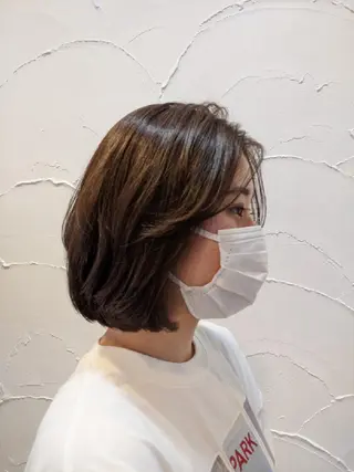 ミディアム 髪質改善＆白髪ぼかし カラー♡店長みやけ♡のヘアスタイル