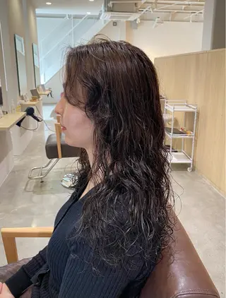 パーマ ブリーチなしWカラー /酸性ストレート河本のヘアスタイル