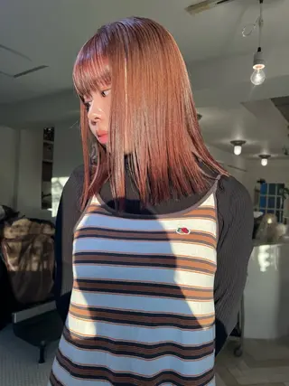 カラー ブリーチカラー🎀 韓国風/寺門美優のヘアスタイル