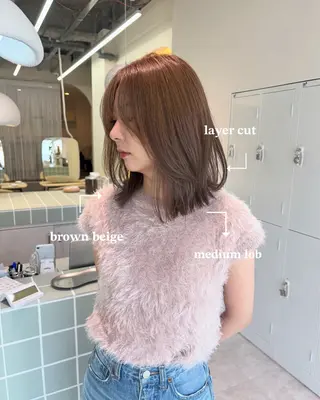 ミディアム カラー 広島/ヘアセット /ベージュ/わかなのヘアスタイル