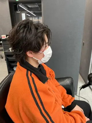 ミディアム メンズ 毛流れ縮毛矯正✨ メンズ那智優貴のヘアスタイル