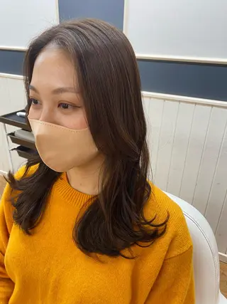 セミロング カラー ヘアアレンジ 韓国ヘア sasugaのヘアスタイル