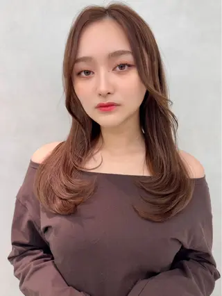 セミロング カラー 韓国ヘア🇰🇷透明 感カラー/yui💞のヘアスタイル