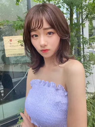 ミディアム カラー パーマ 【公式】amble luxe池袋東口🩷のヘアスタイル