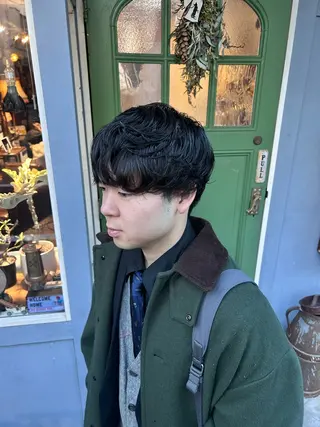 ショート パーマ メンズ 清水千優/パーマ/透 明感カラー/メンズのヘアスタイル