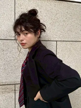 セミロング カラー パーマ ヘアアレンジ 柔らかいヘア/ 東徳嶺 みくのヘアスタイル