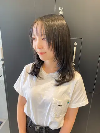 ミディアム カラー 髪質改善絹髪質感TR レイヤーカット/熊澤のヘアスタイル