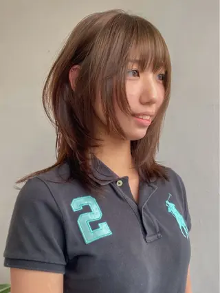 ミディアム カラー ヘアアレンジ 🎀韓国レイヤー 🎀白石菜々のヘアスタイル