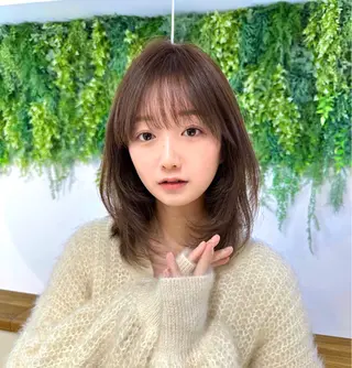 ミディアム カラー レイヤー/韓国ヘア /顔周り/大久保貴之のヘアスタイル