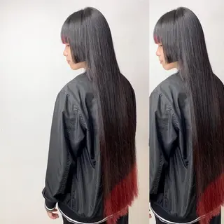 セミロング カラー JuNブリーチに 縮毛矯正するプロのヘアスタイル