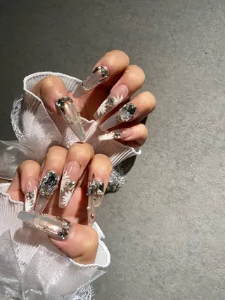 ネイル I-nailロング /ワンホン/キラキラのネイルデザイン