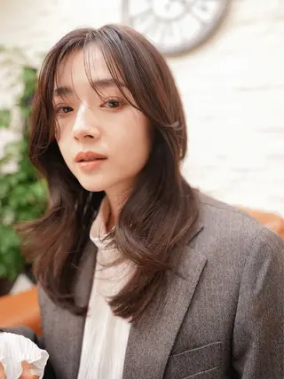 セミロング パーマ gite カワムラナオキのヘアスタイル