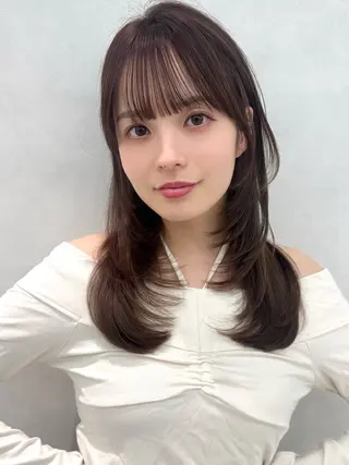 セミロング カラー 韓国ヘア🇰🇷透明 感カラー/yui💞のヘアスタイル